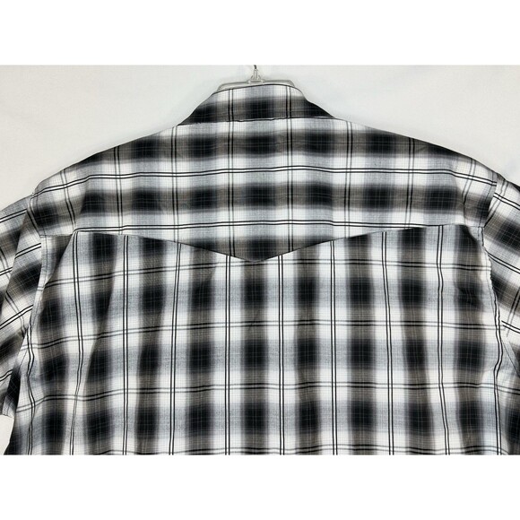 Cowboy Legend Western Shirt Men's Size 3XL Pearl Snap Button Up Plaid Black - Picture 4 of 7